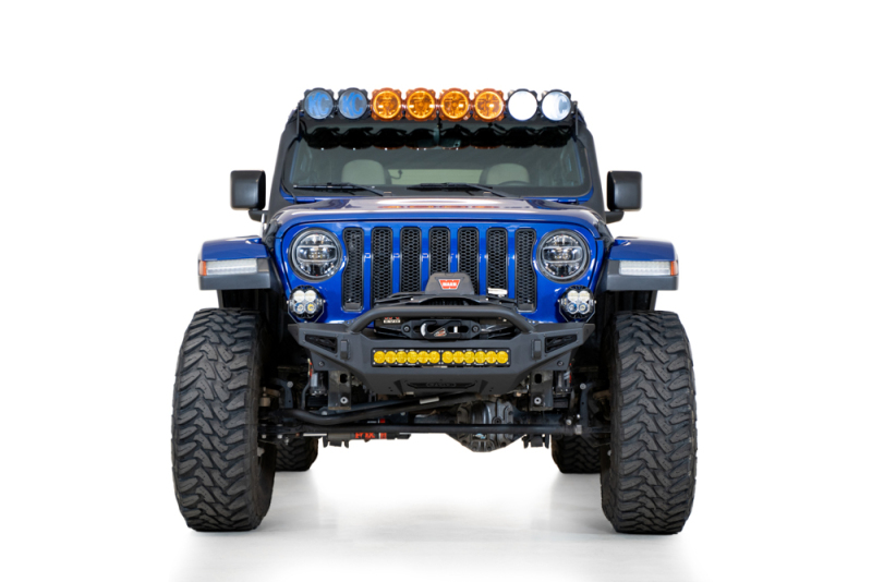 Jeep JL Front Bumper - Addictive Desert Designs - Rock Fighter - Hammer Black with Satin Black panels - `18-`27